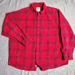 Lands End‎ Blake Shelton Flannel Shirt Mens 3XL XXL Red Black Plaid Work Wear